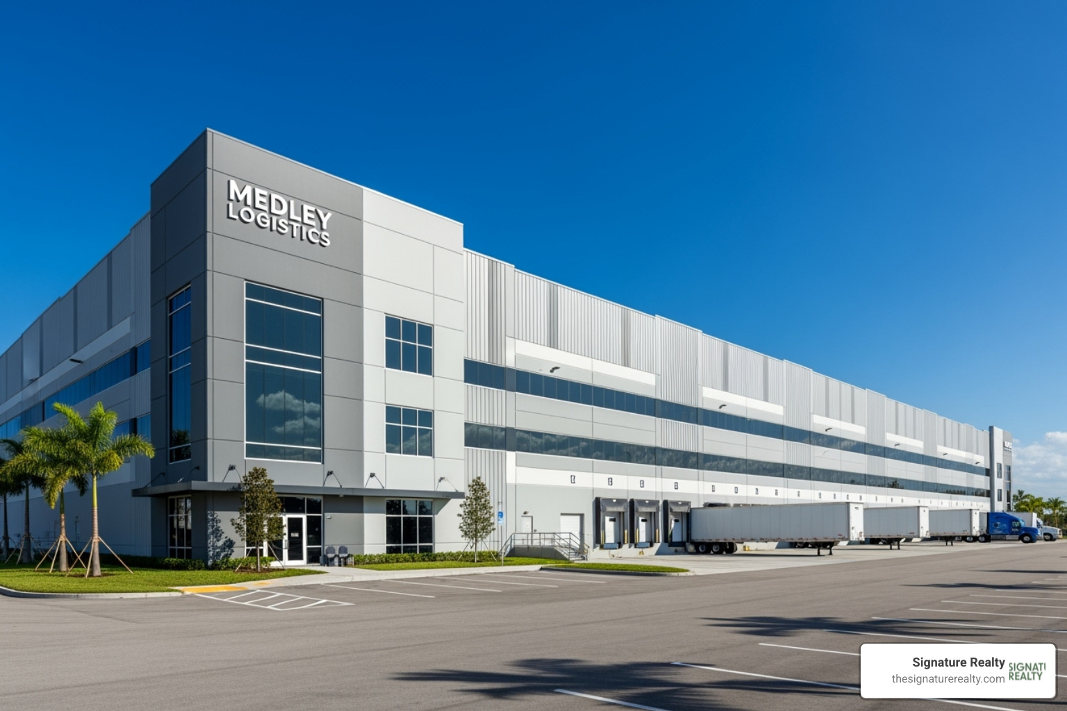 of a modern industrial warehouse in Medley, FL - Real estate investment opportunities Denver