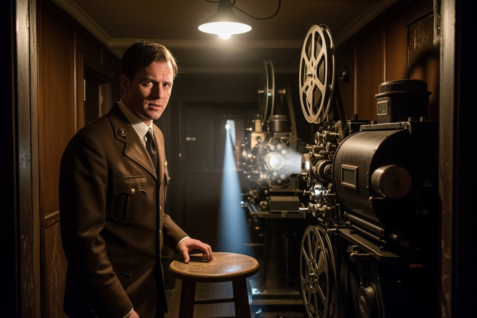 David Corenswet in a scene from the critically acclaimed horror film 'Pearl', where he played The Projectionist - david corenswet movies and tv shows