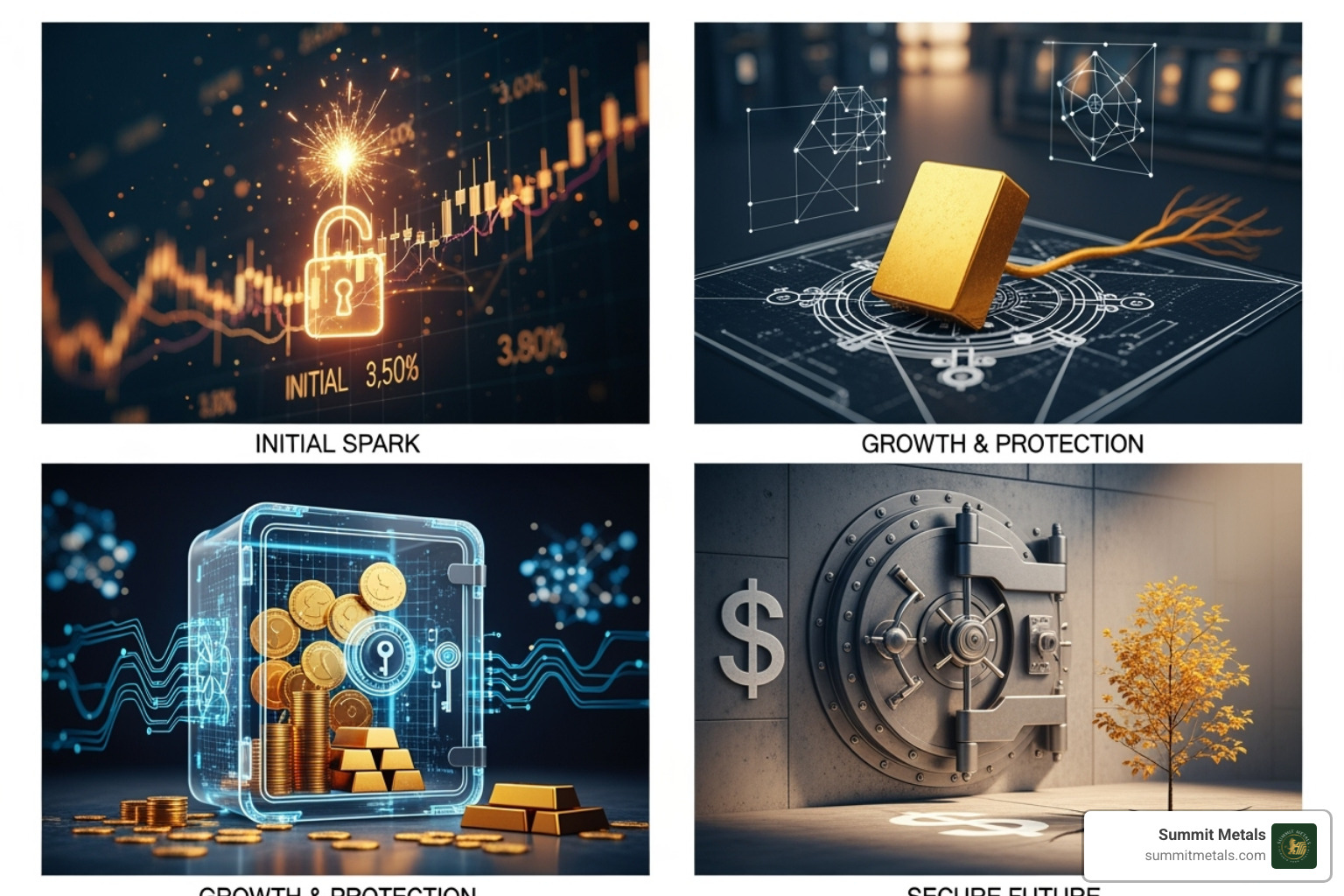 Image illustrating the 4-step process of setting up a Gold IRA - IRA gold investment