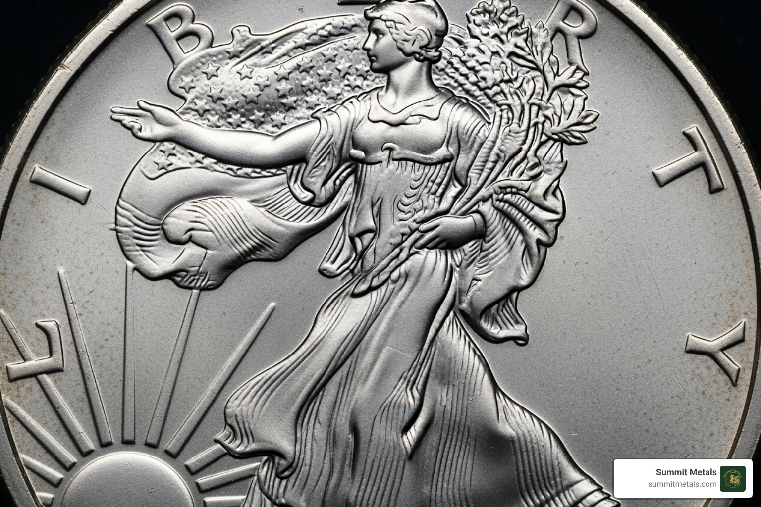 Image of the obverse 'Walking Liberty' design in high detail - american eagle dollars
