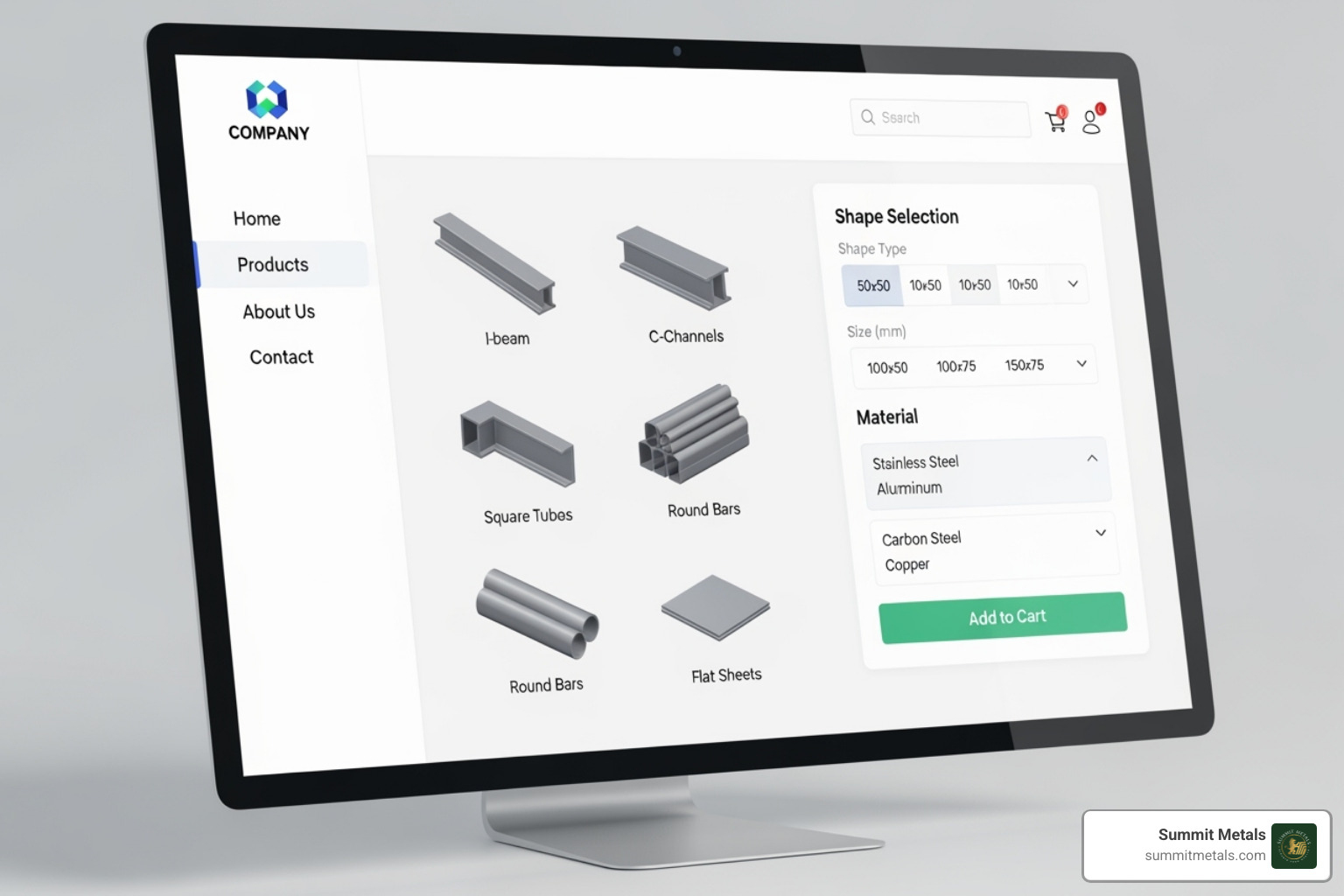 Website interface for buying metals online