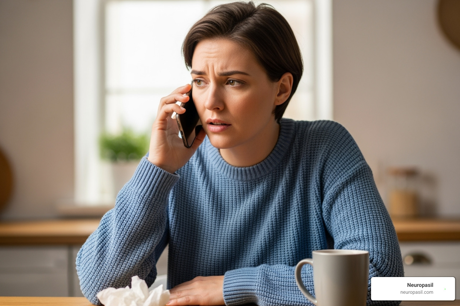 a person on the phone with their doctor, looking concerned - muscle pain relief a person on the phone with their doctor, looking concerned - muscle pain relief