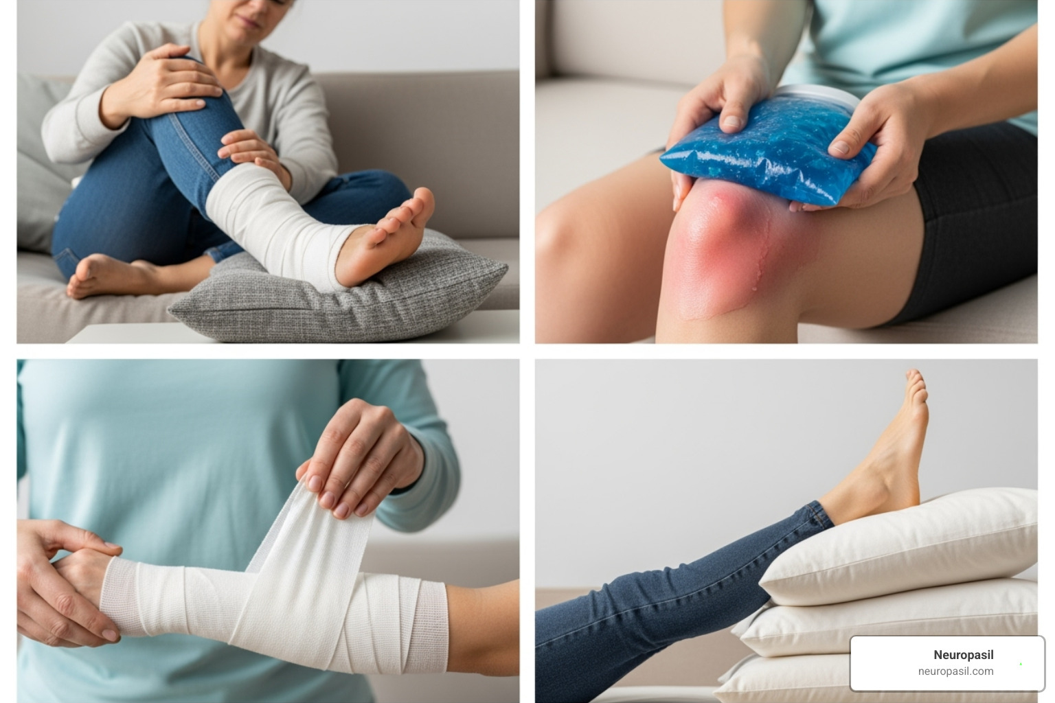 the four steps of the R.I.C.E. method illustrated - muscle pain relief the four steps of the R.I.C.E. method illustrated - muscle pain relief