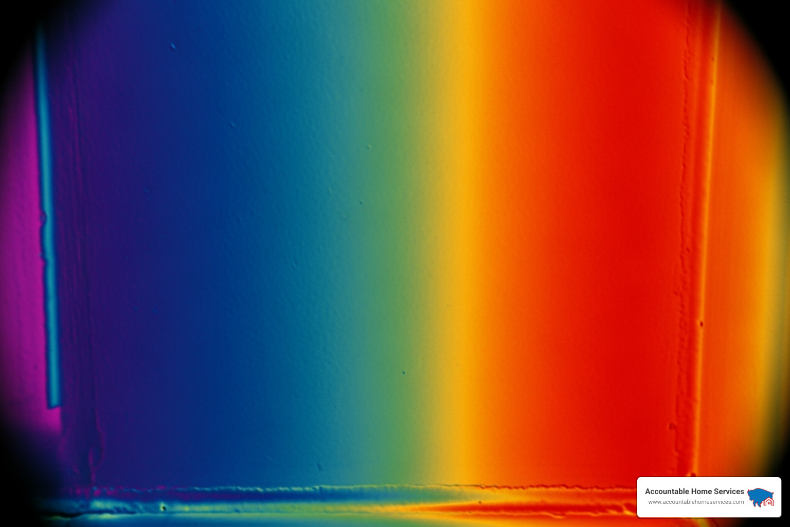 thermal camera showing a well-insulated wall next to a poorly insulated one - industrial builders foam