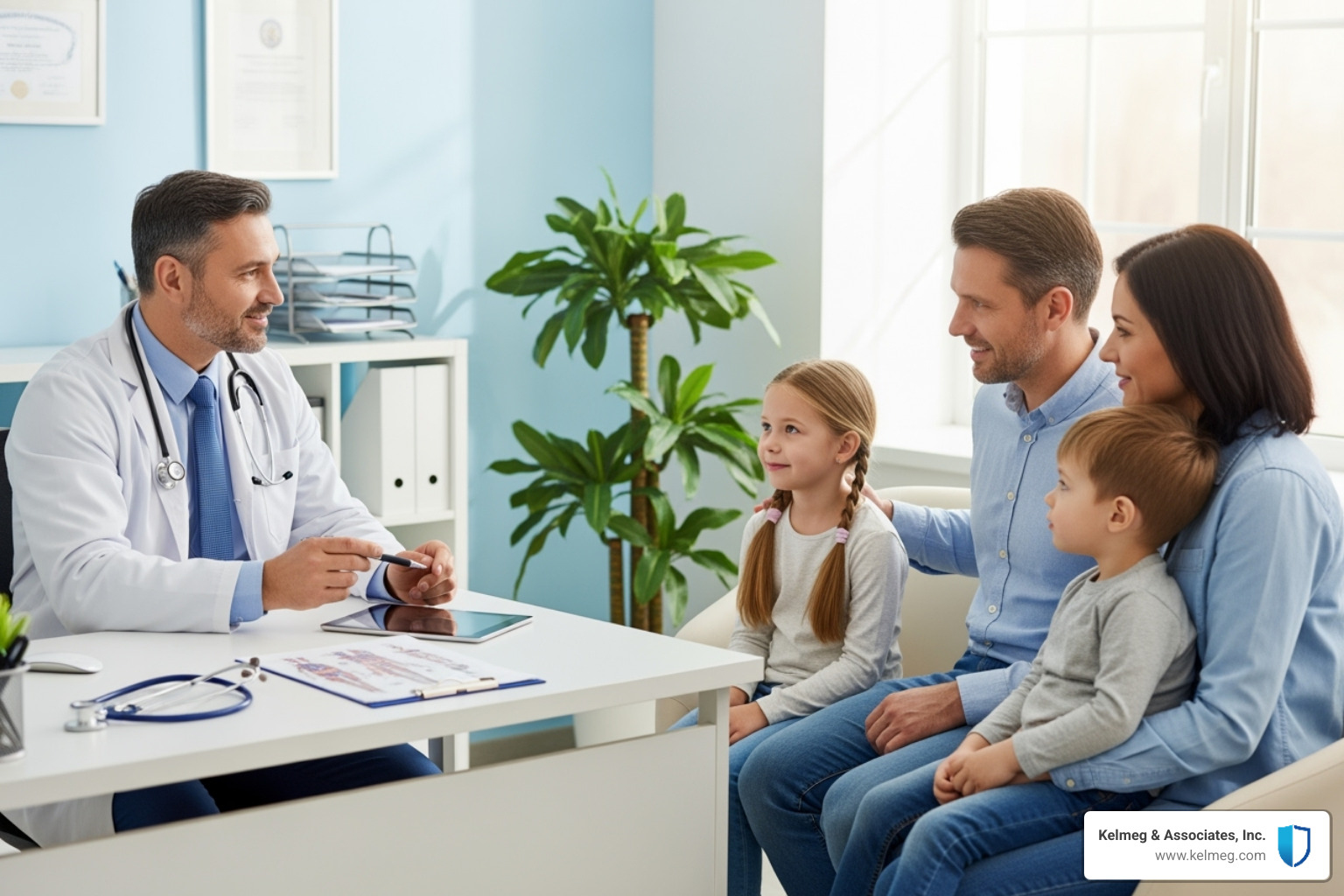 Doctor consulting with a family - Family insurance Colorado Doctor consulting with a family - Family insurance Colorado