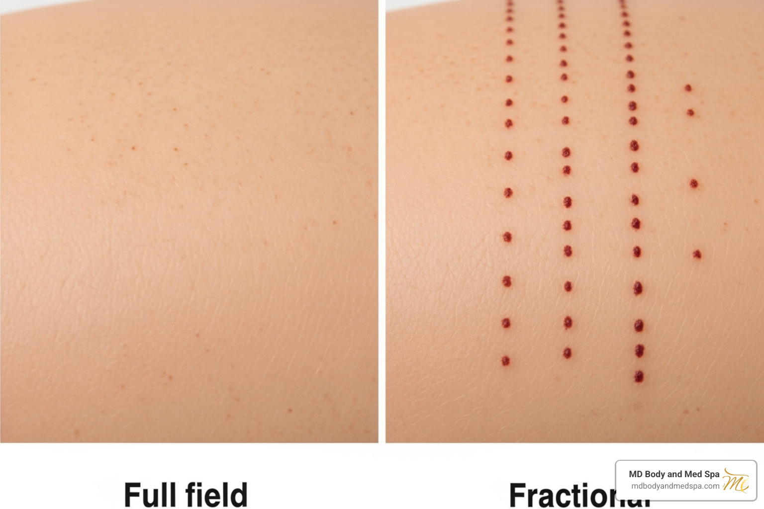 comparing fractional laser patterns to full field laser coverage - skin resurfacing
