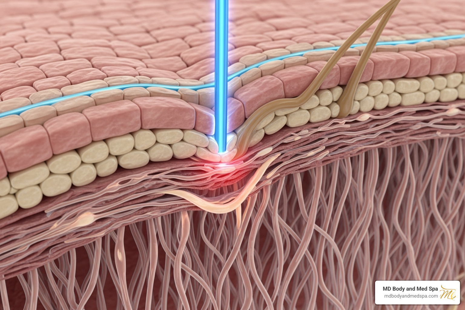 illustrating the laser penetrating the skin to stimulate collagen - skin resurfacing