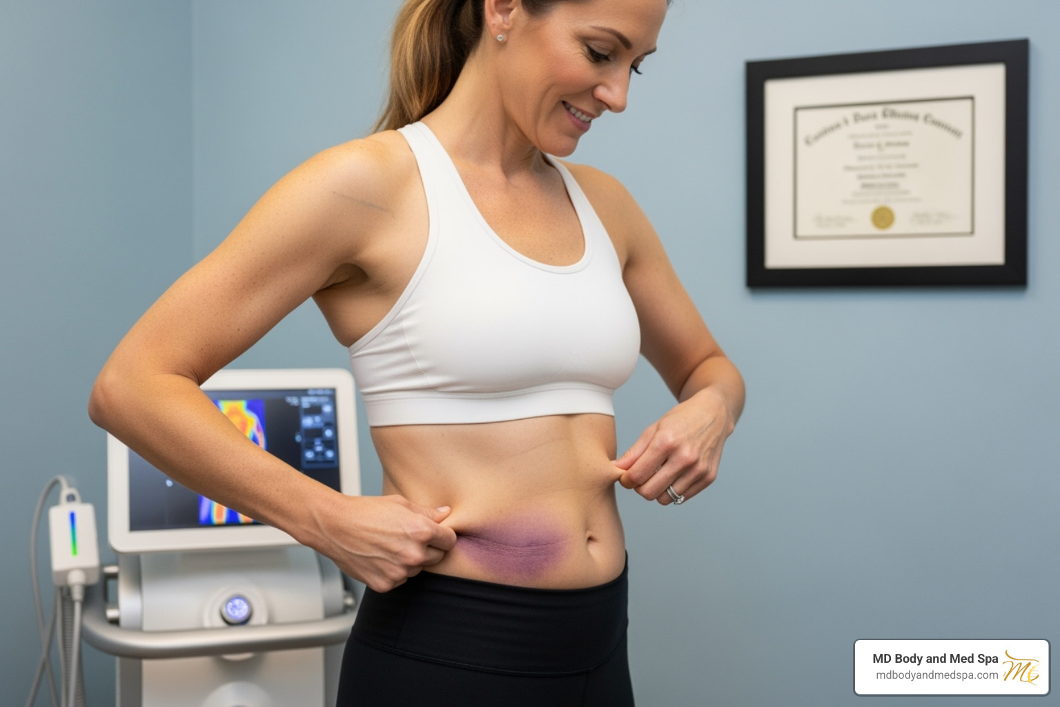 comfortable patient during a CoolSculpting session - coolsculpting excess skin