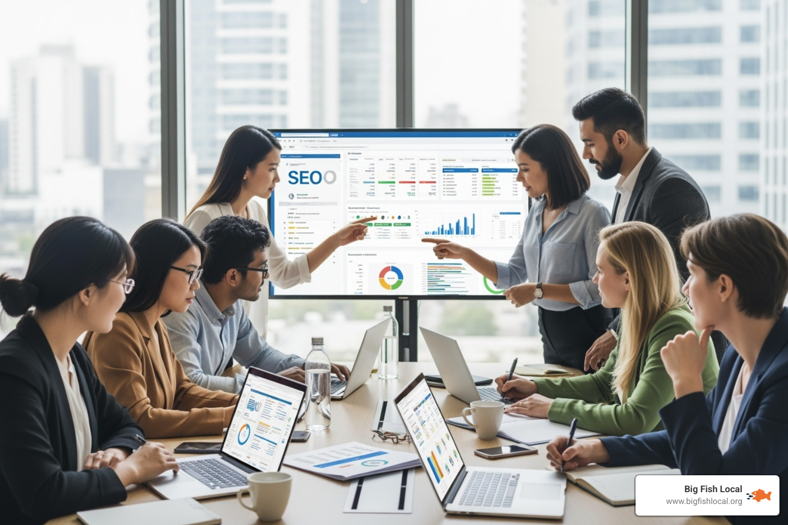 team collaborating on SEO strategy - search engine optimization ohio