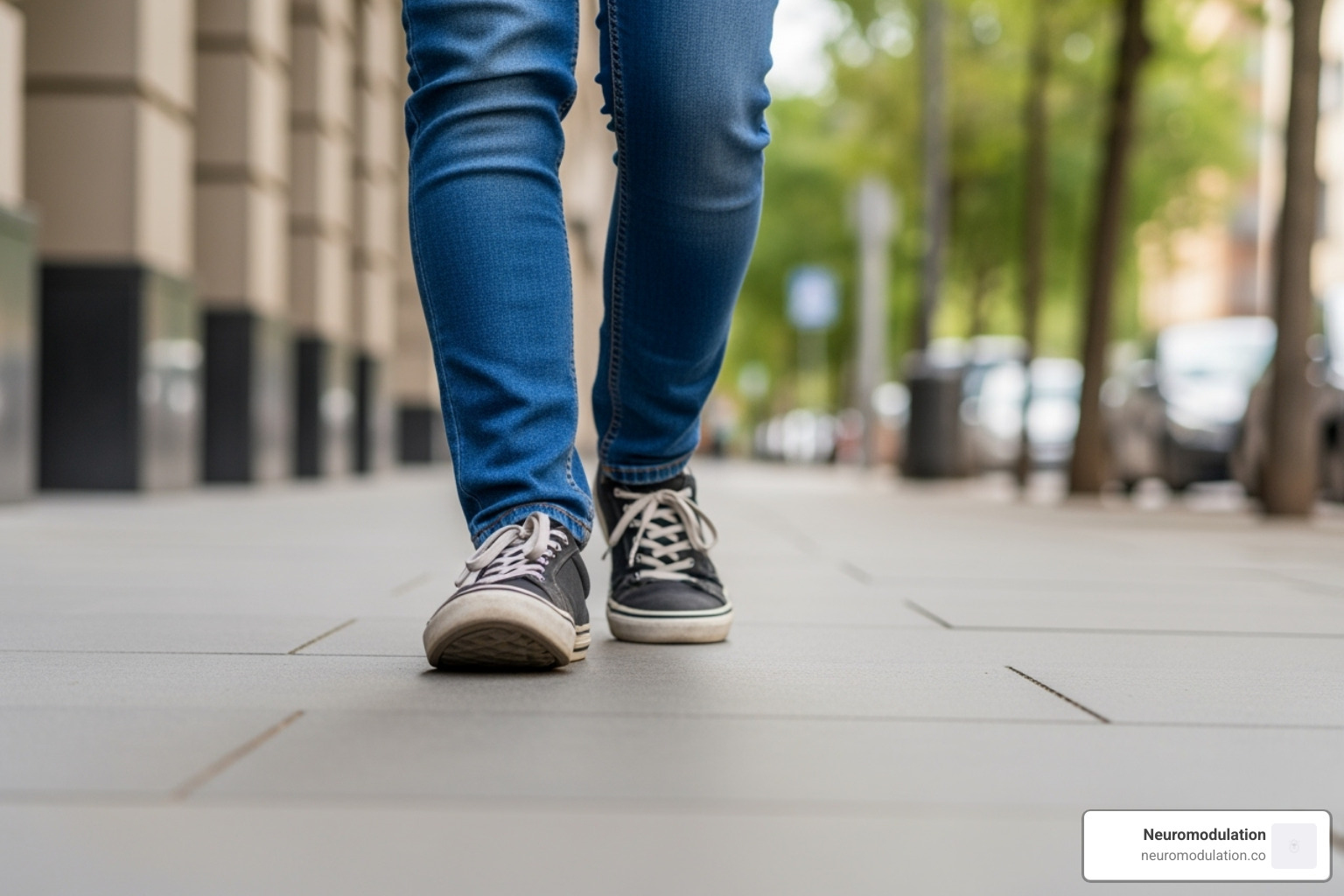 person experiencing foot drop, with their foot dragging on the ground while walking - Peripheral neuropathy symptoms