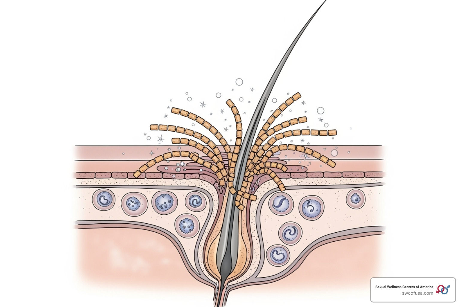 diagram showing how collagen peptides stimulate the hair follicle - collagen peptides hair regrowth