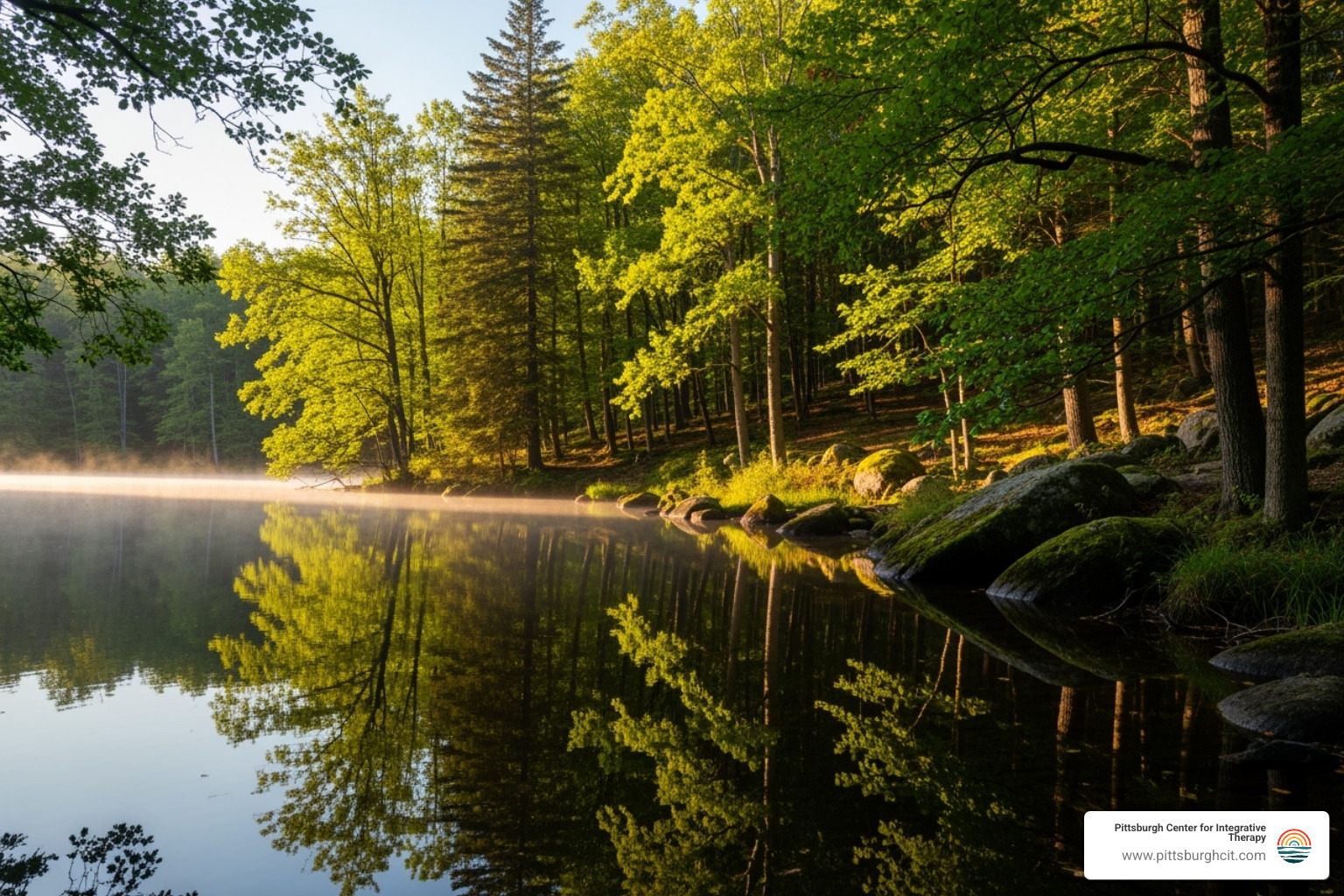 peaceful, natural setting like a park or serene landscape - EMDR Therapy Pittsburgh