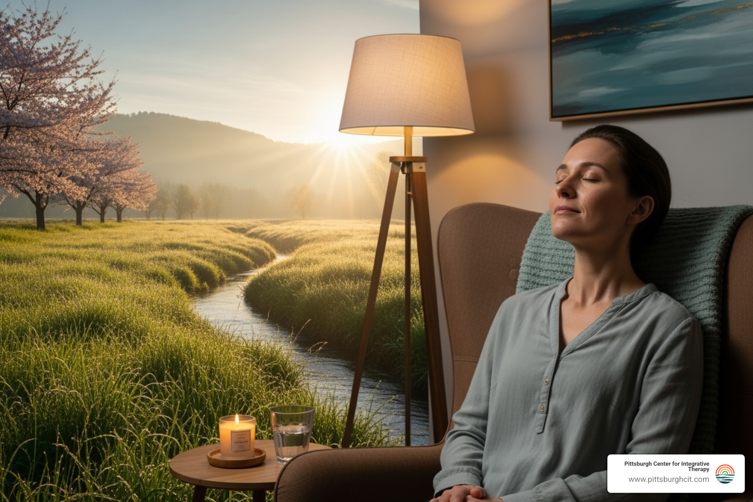 person visualizing a safe place during therapy - EMDR Therapy Pittsburgh