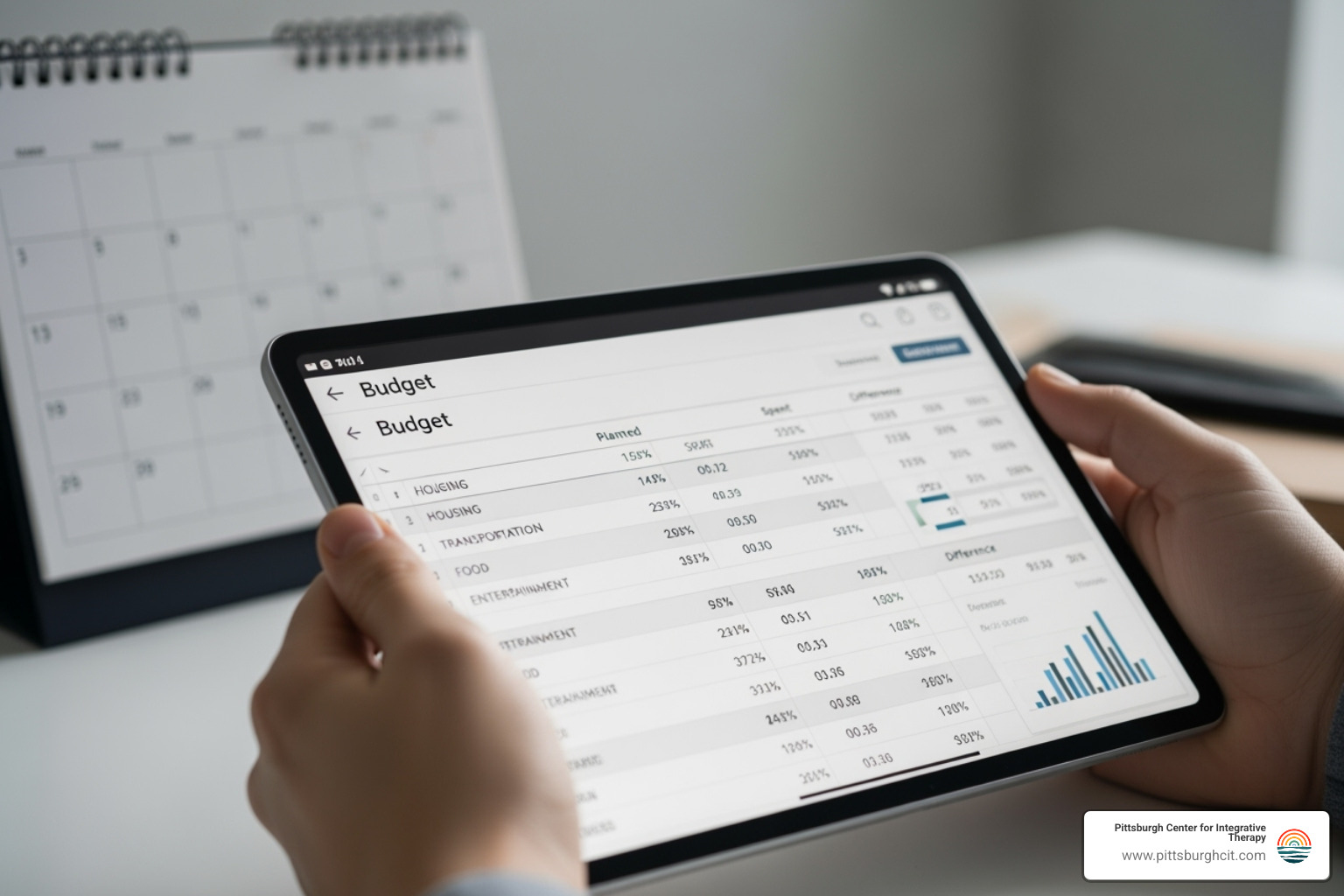 person managing their budget on a tablet with a calendar in the background - emdr certification online