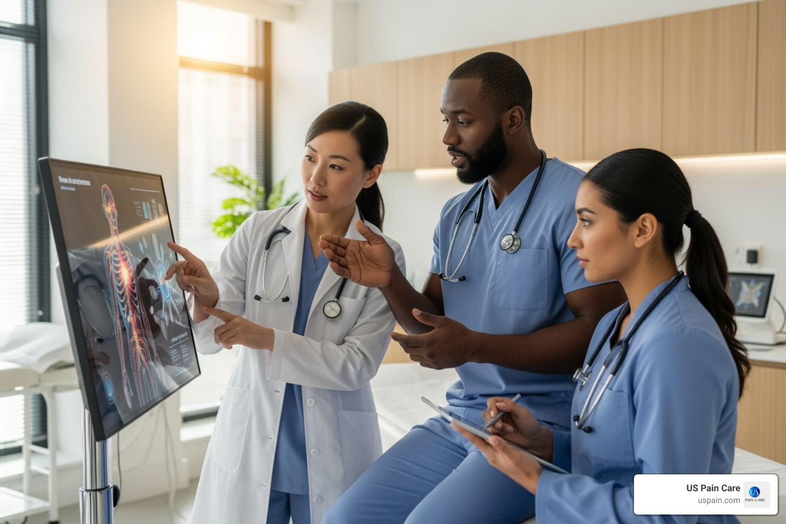 diverse healthcare team collaborating in a meeting - nerve pain management clinics diverse healthcare team collaborating in a meeting - nerve pain management clinics