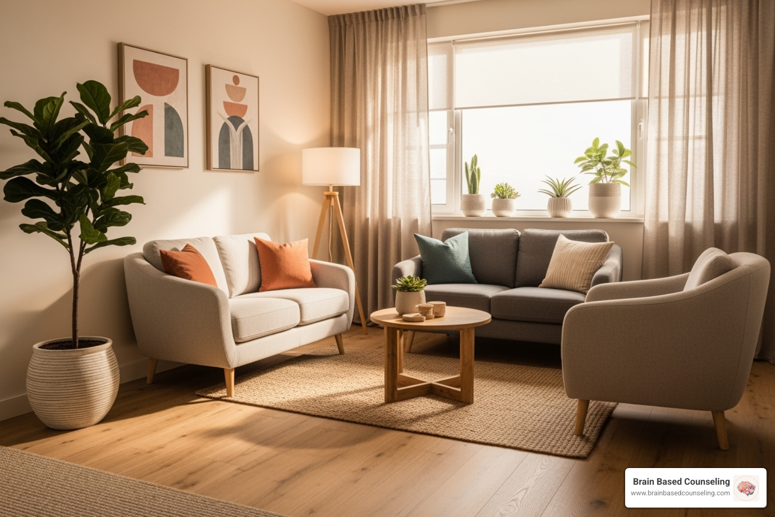 a comfortable and safe therapy office setting, suggesting a one-on-one session - emdr the breakthrough therapy for overcoming anxiety