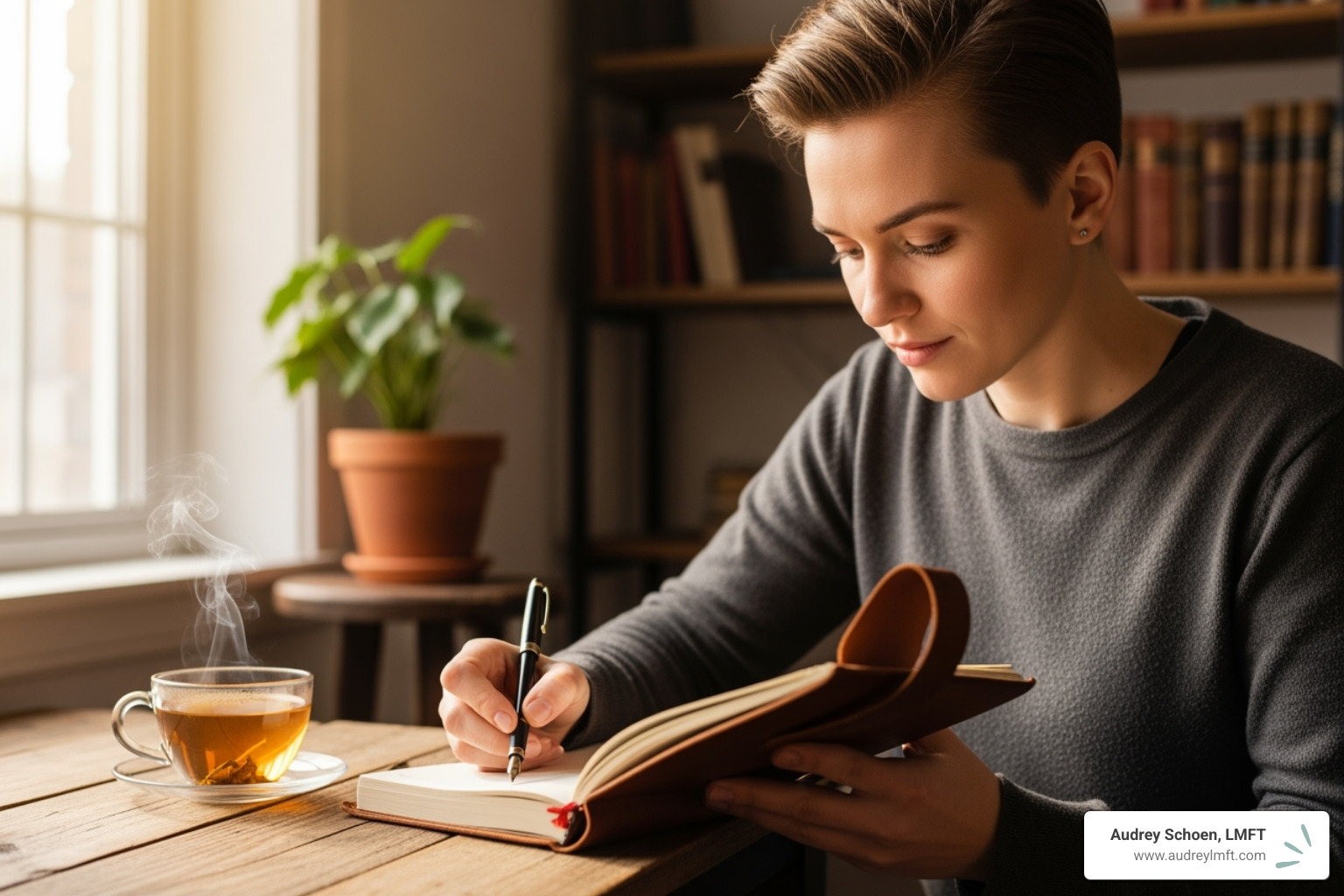 person journaling thoughtfully - Intensives and Retreats
