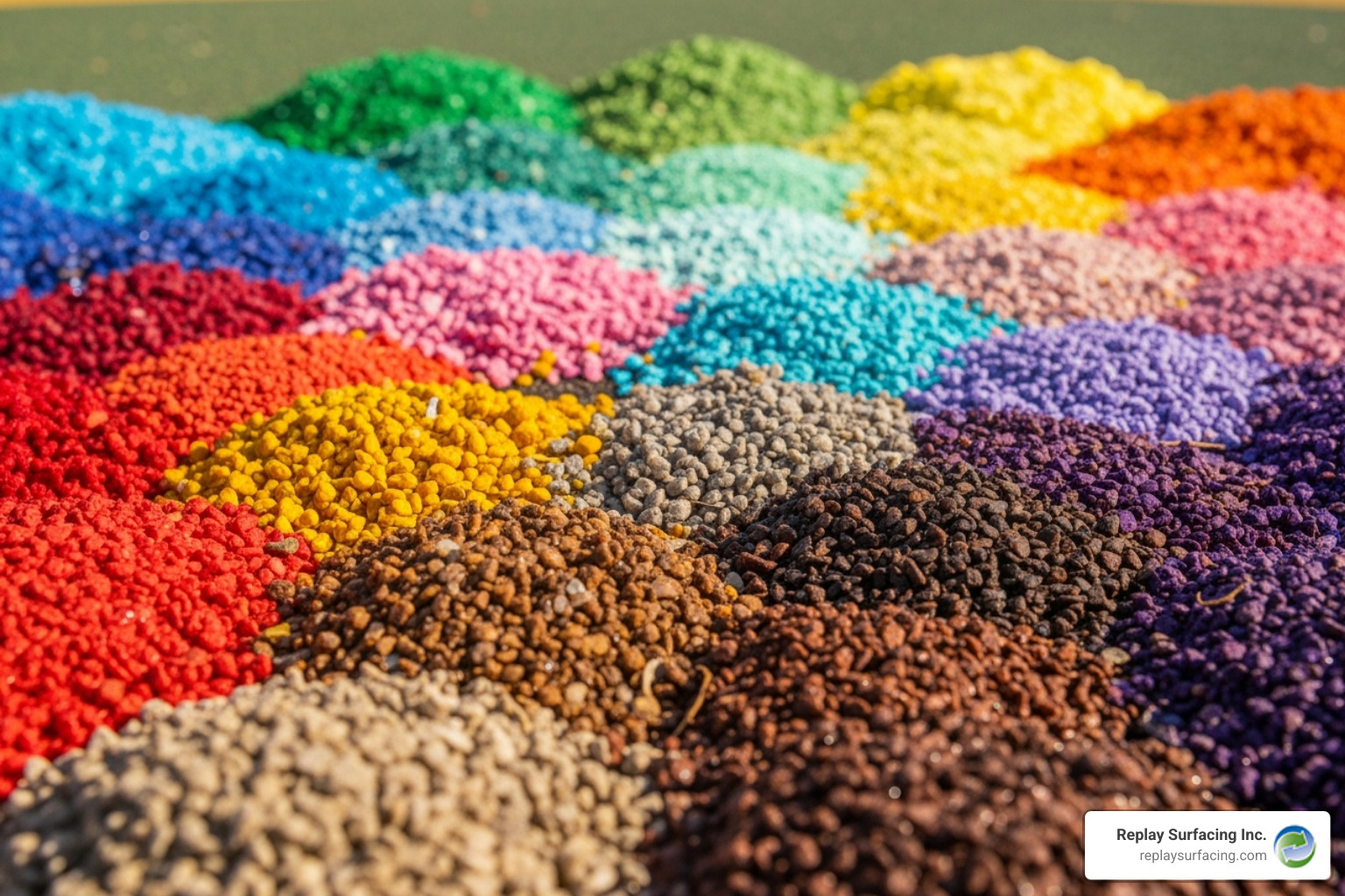 palette of different colored rubber chips - rubber chips for playground