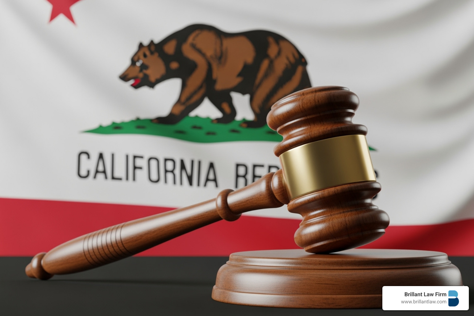 California state flag behind a gavel - California tax audit lawyer