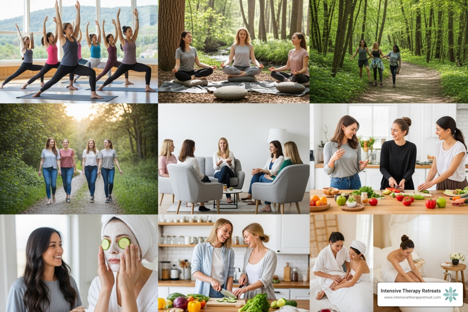 collage of retreat activities - holistic healing retreats for women