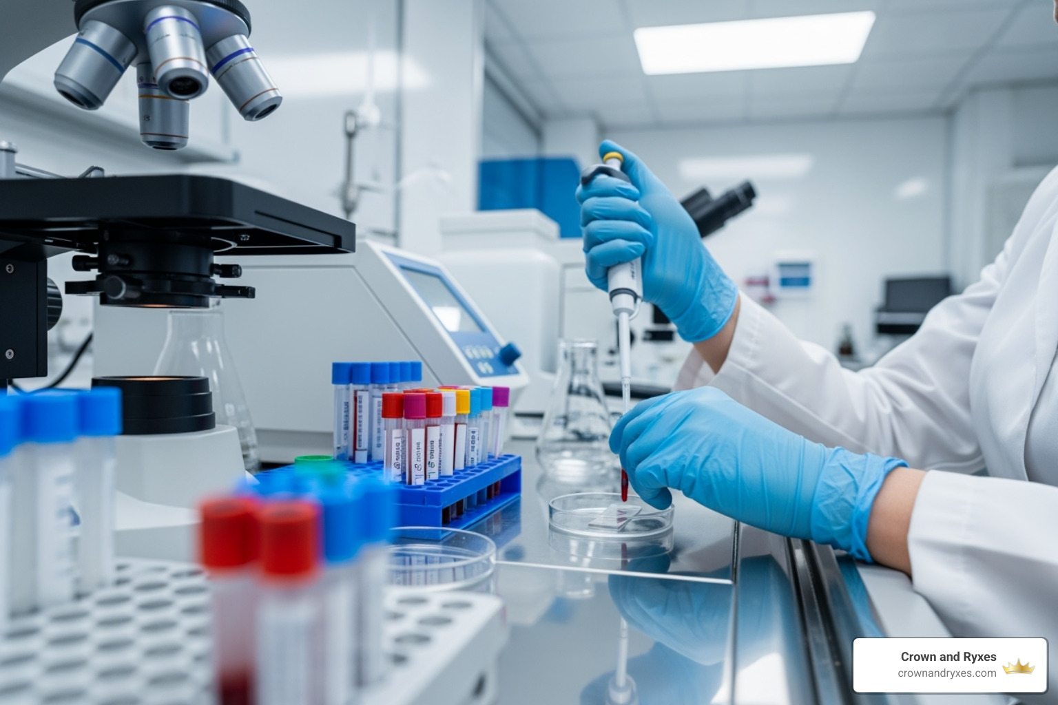 Image showing a lab technician analyzing blood samples in a modern lab setting - sexual wellness center clermont
