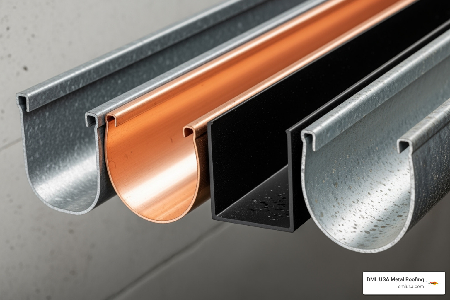 different gutter profiles - metal building gutters and downspouts