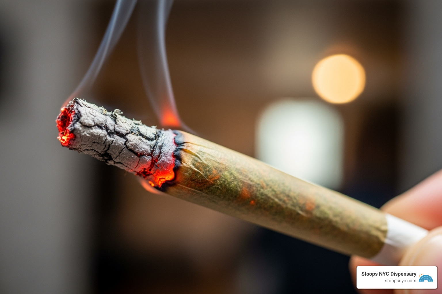 Joint burning with clean, white ash - rolling green cannabis Joint burning with clean, white ash - rolling green cannabis