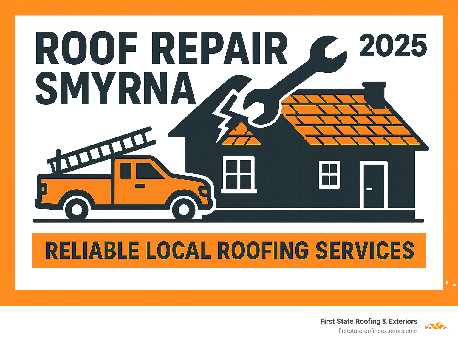 First State Roofing & Exteriors logo with a truck and house graphic, symbolizing reliable local roofing services - roof repair smyrna