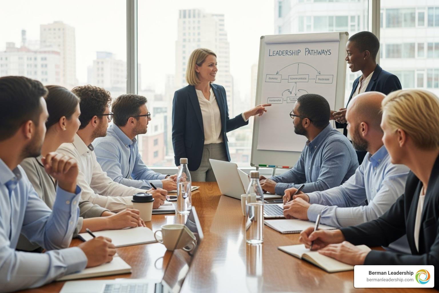 Dashboard showing positive trends in leadership metrics - leadership development programs