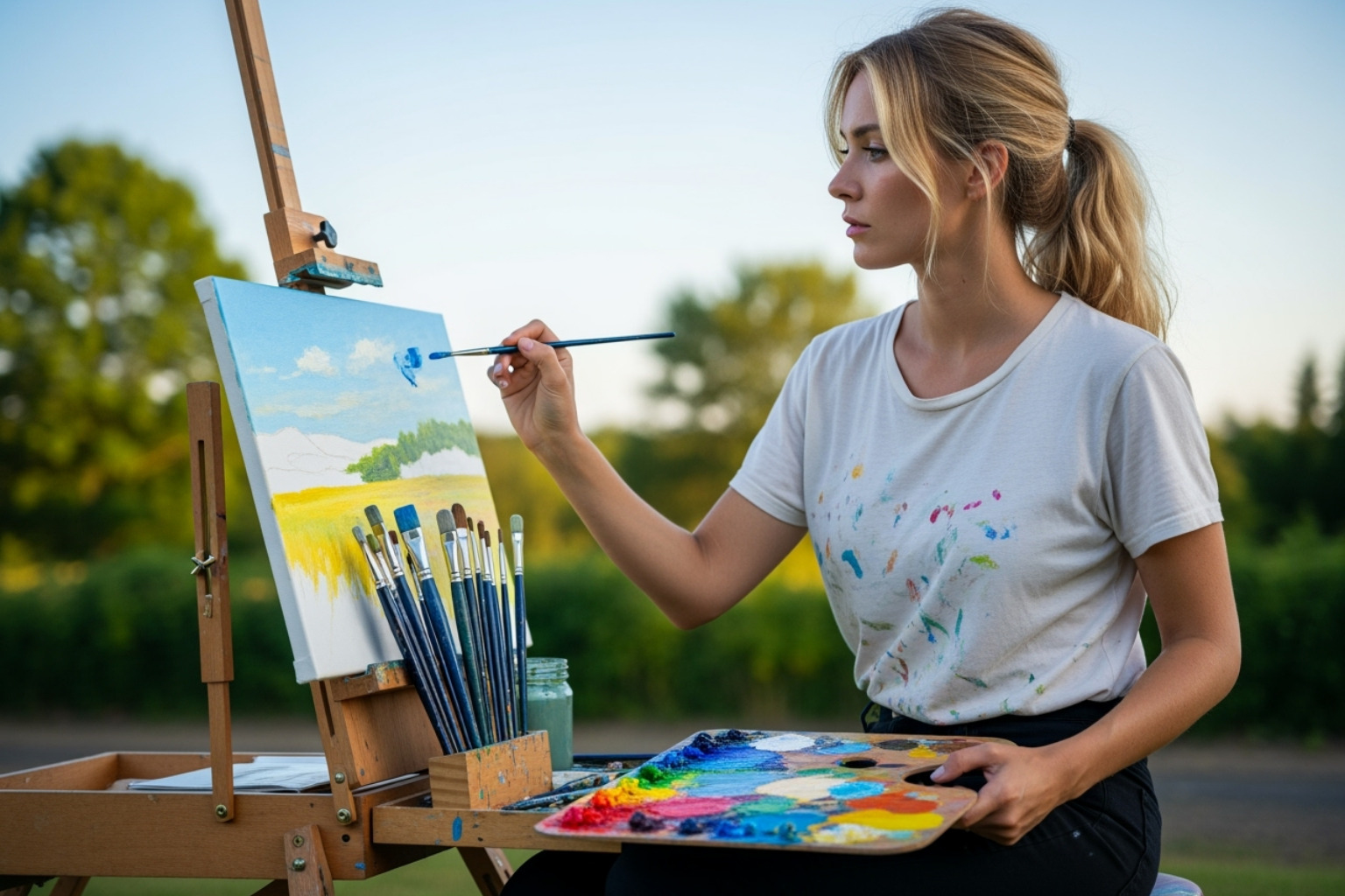 Amanda Anisimova painting on a canvas - amanda anisimova
