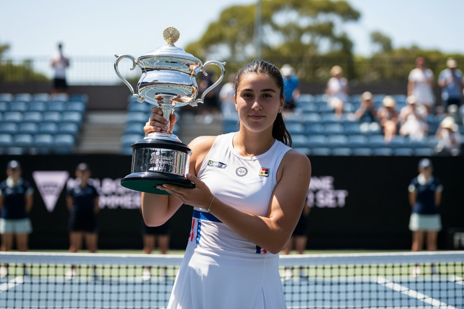 Amanda Anisimova holding the 2022 Melbourne Summer Set trophy - amanda anisimova