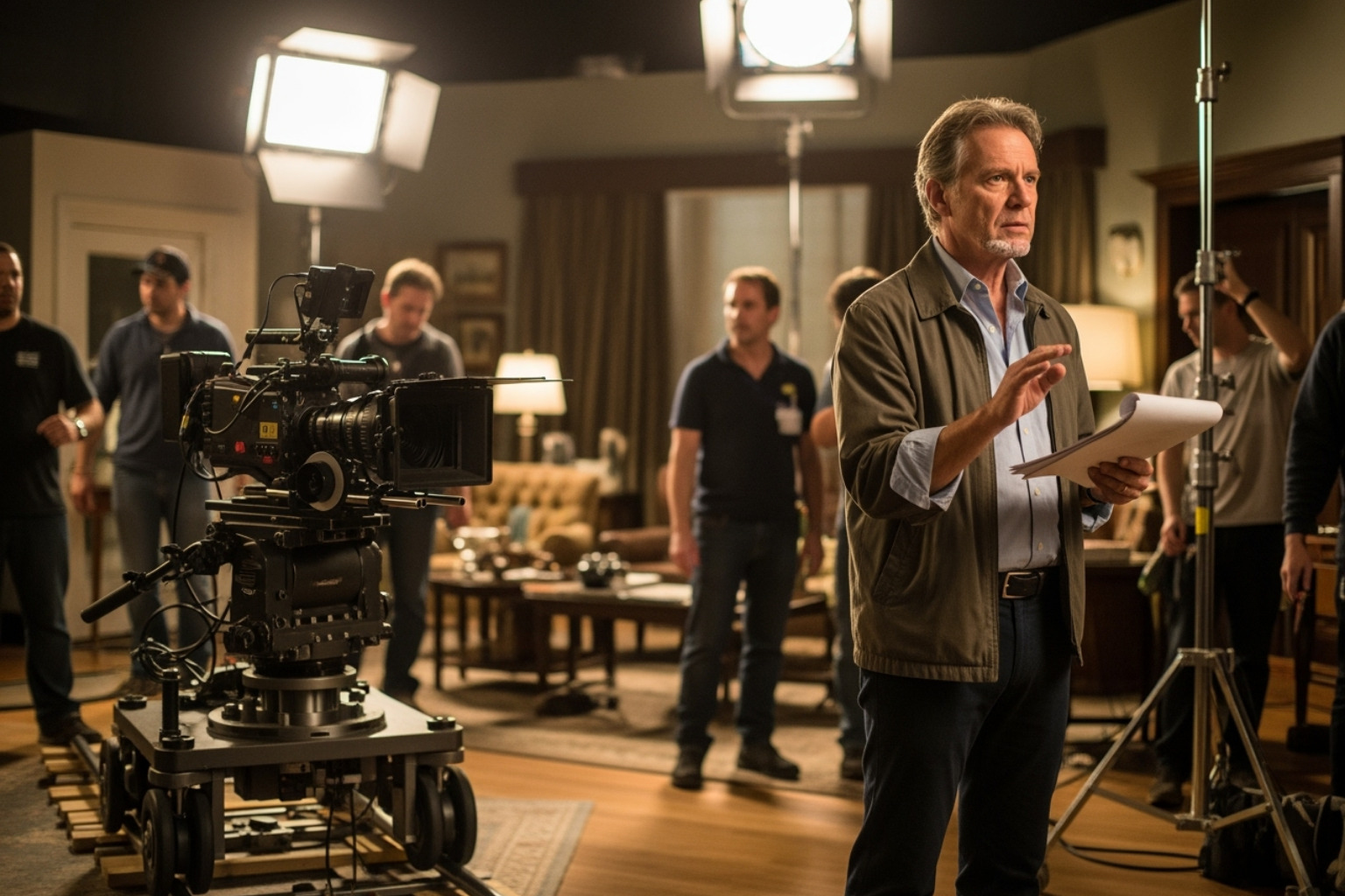 Tony Dow directing on a television set - tony dow