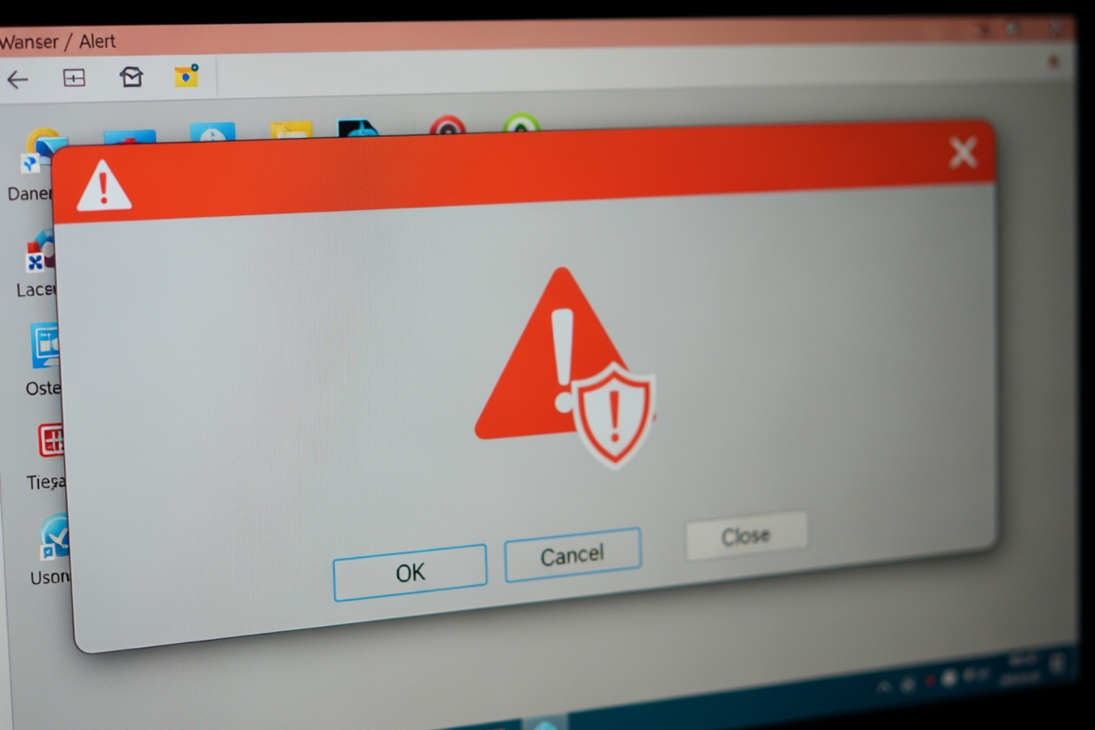 phishing warning pop-up - online event scookievent