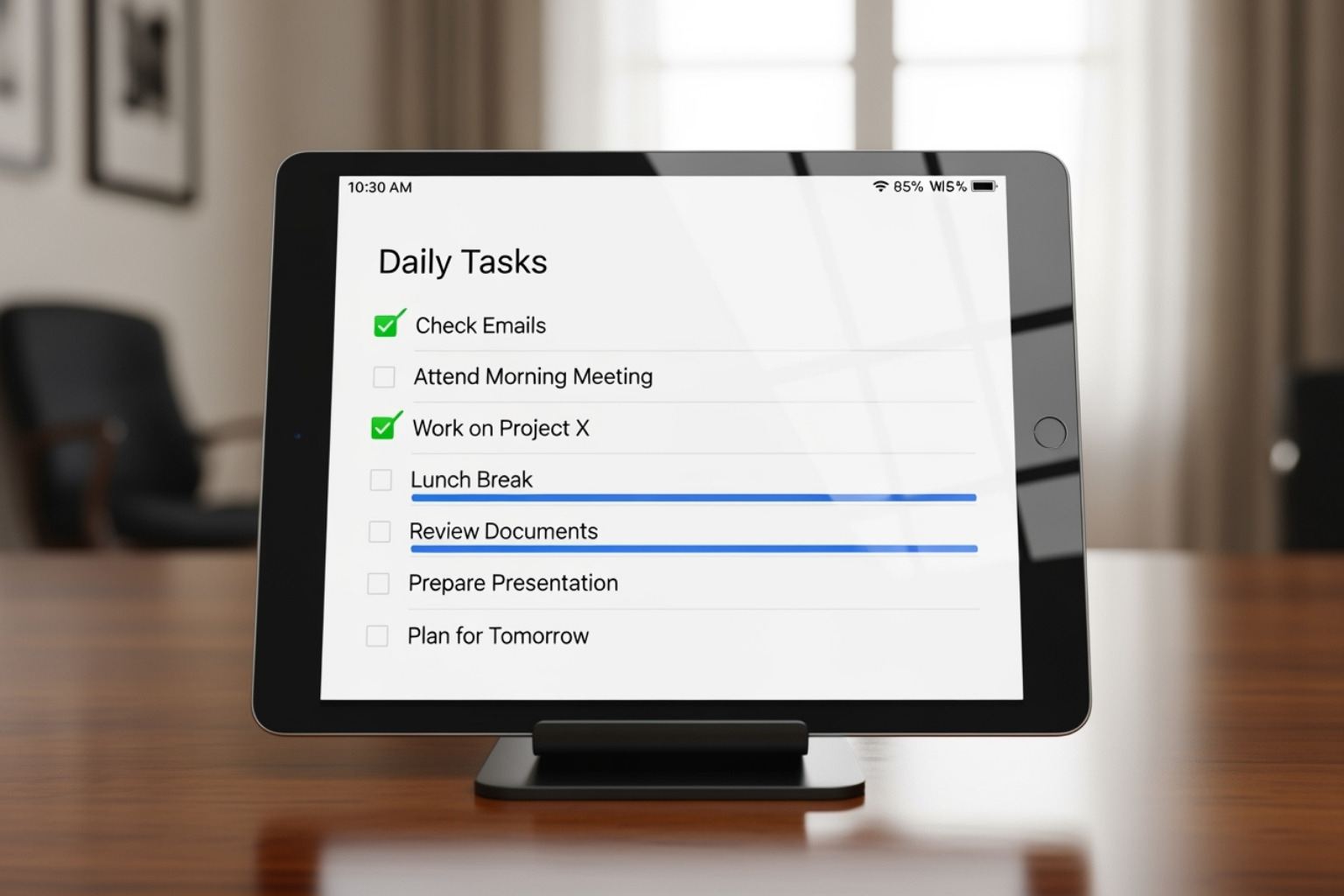 A checklist on a digital tablet screen - the online event scookievent