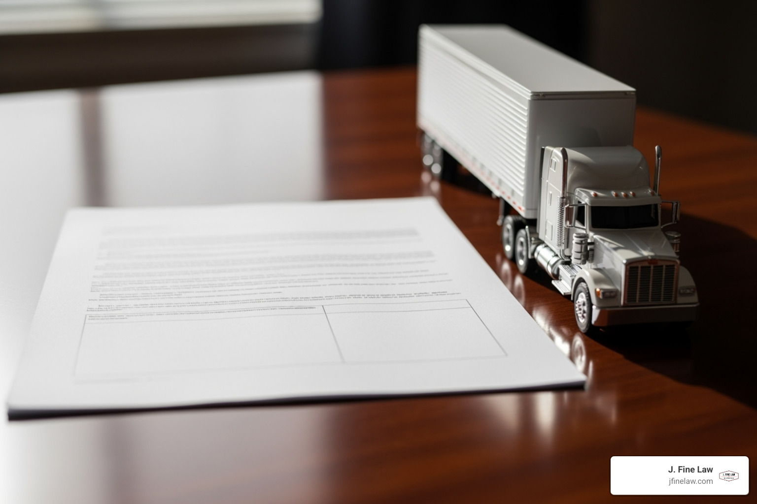 of a legal document next to a small model of a tractor-trailer - truck accident lawyer cherry hill of a legal document next to a small model of a tractor-trailer - truck accident lawyer cherry hill