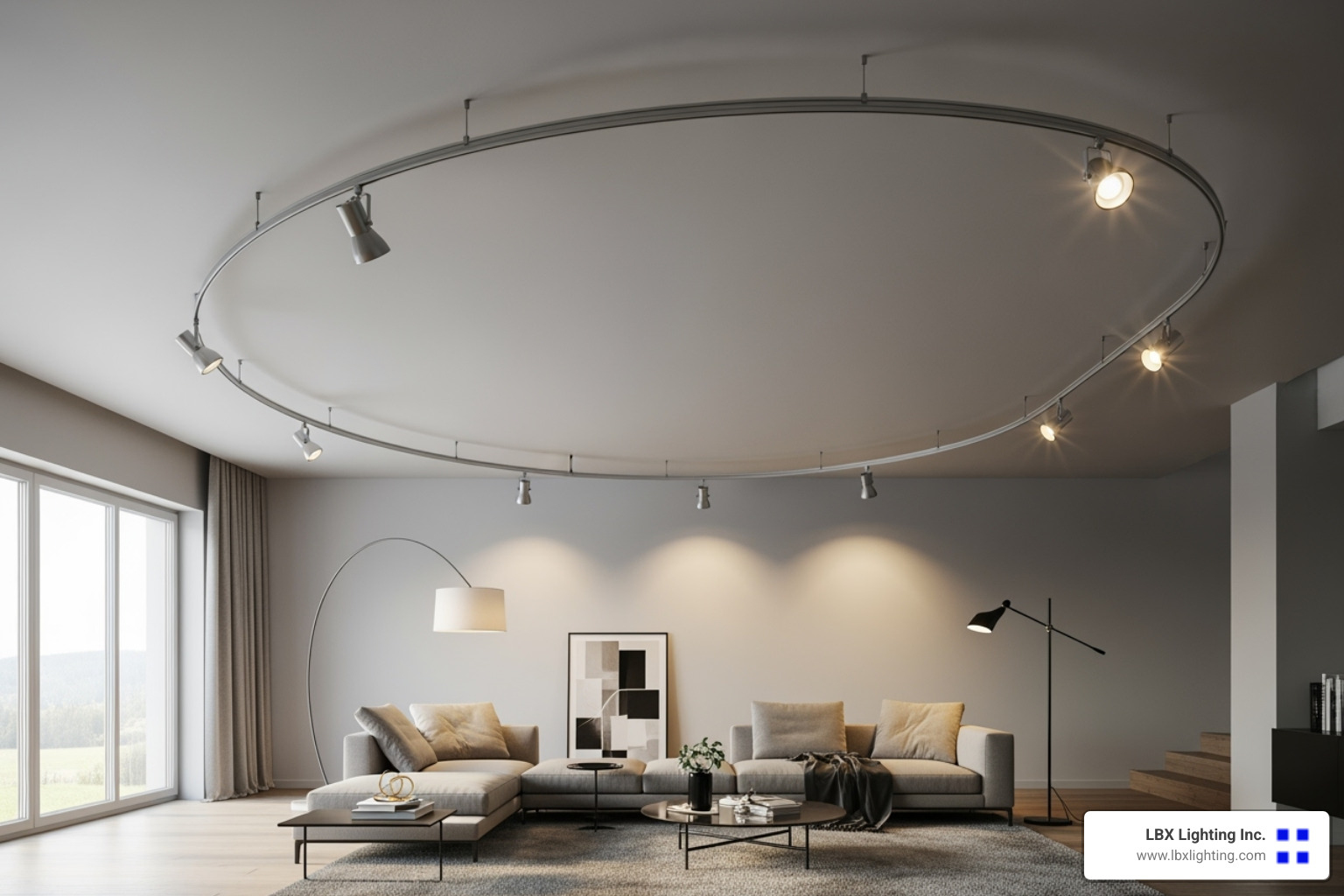 curved monorail track lighting - living room track lighting