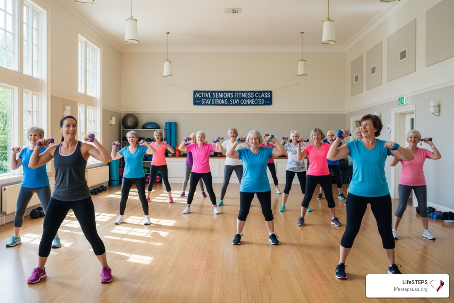 Seniors participating in a lively fitness class in a bright, spacious community hall, demonstrating active engagement and social interaction. - affordable senior housing california Seniors participating in a lively fitness class in a bright, spacious community hall, demonstrating active engagement and social interaction. - affordable senior housing california