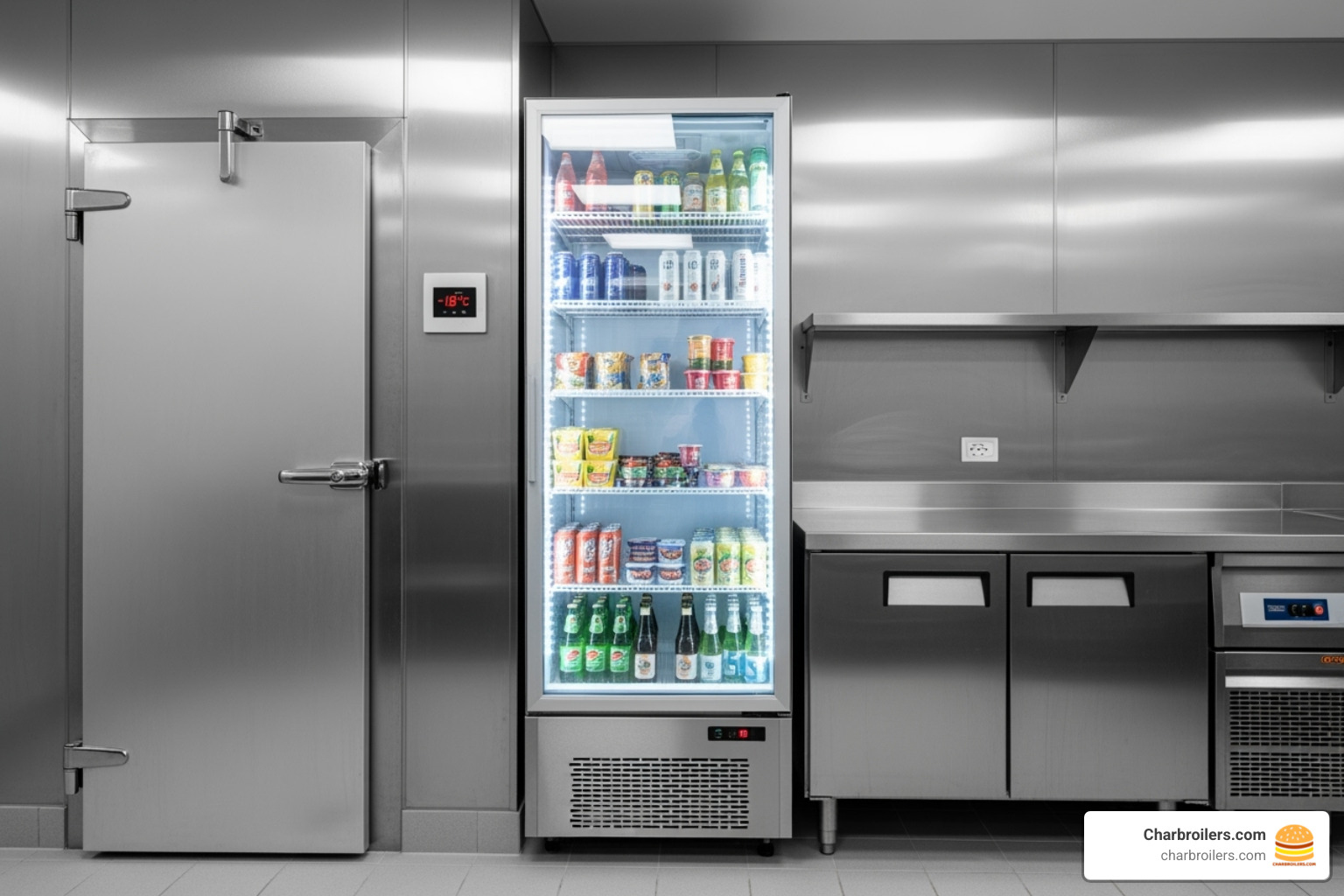 various commercial refrigeration units side-by-side: a walk-in freezer, a glass-door merchandiser, and an under-counter fridge - commercial refrigeration near me various commercial refrigeration units side-by-side: a walk-in freezer, a glass-door merchandiser, and an under-counter fridge - commercial refrigeration near me