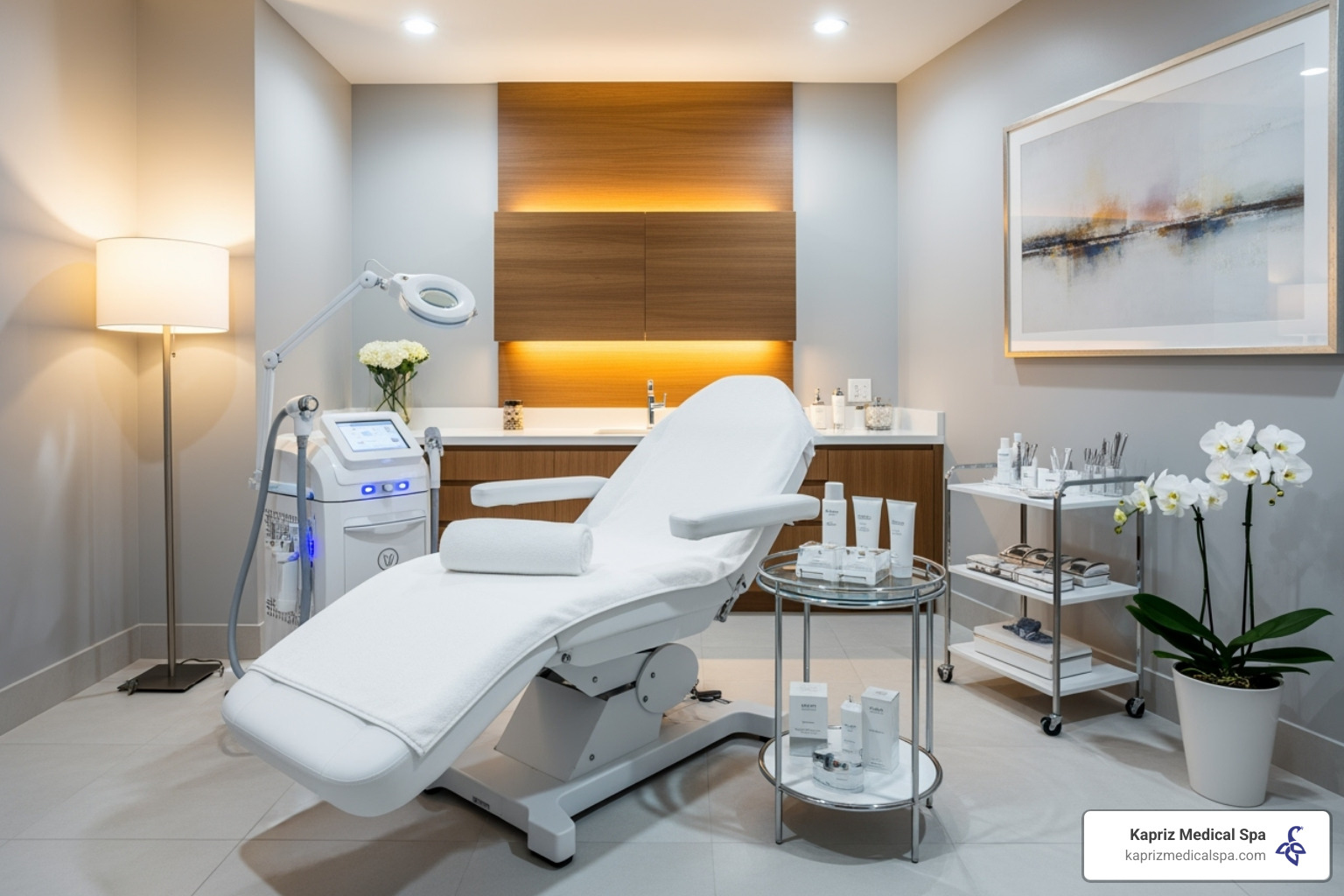Clean, professional, and sterile medical spa treatment room - iv drip spa