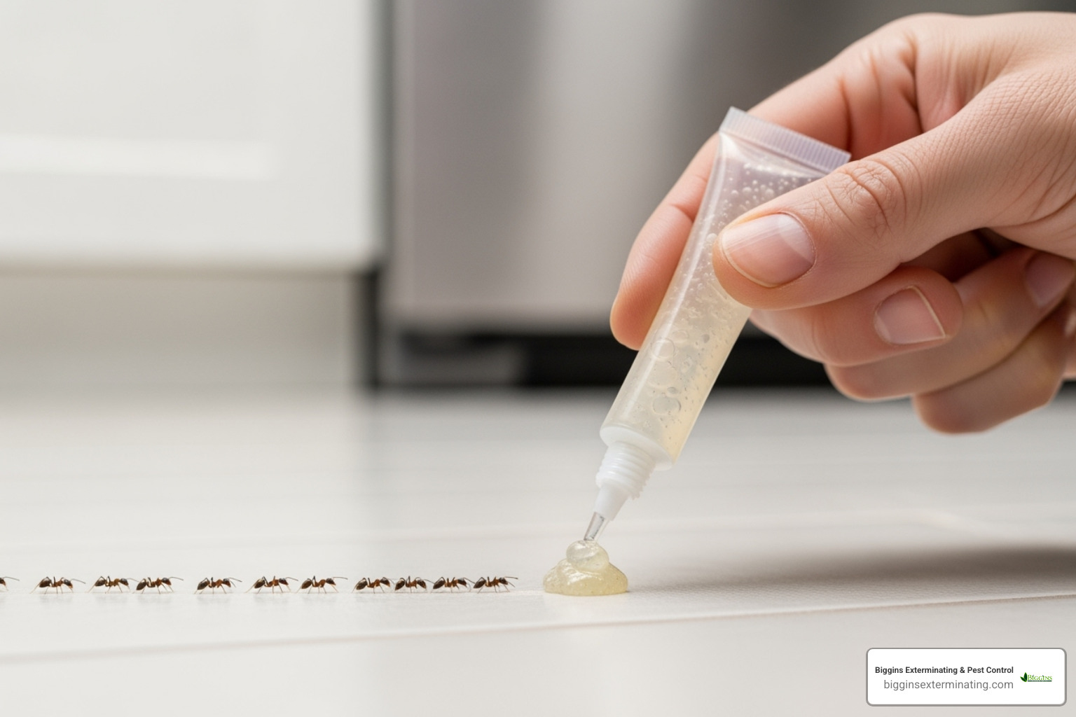 DIY ant bait being placed along an ant trail - how do you get rid of black carpenter ants