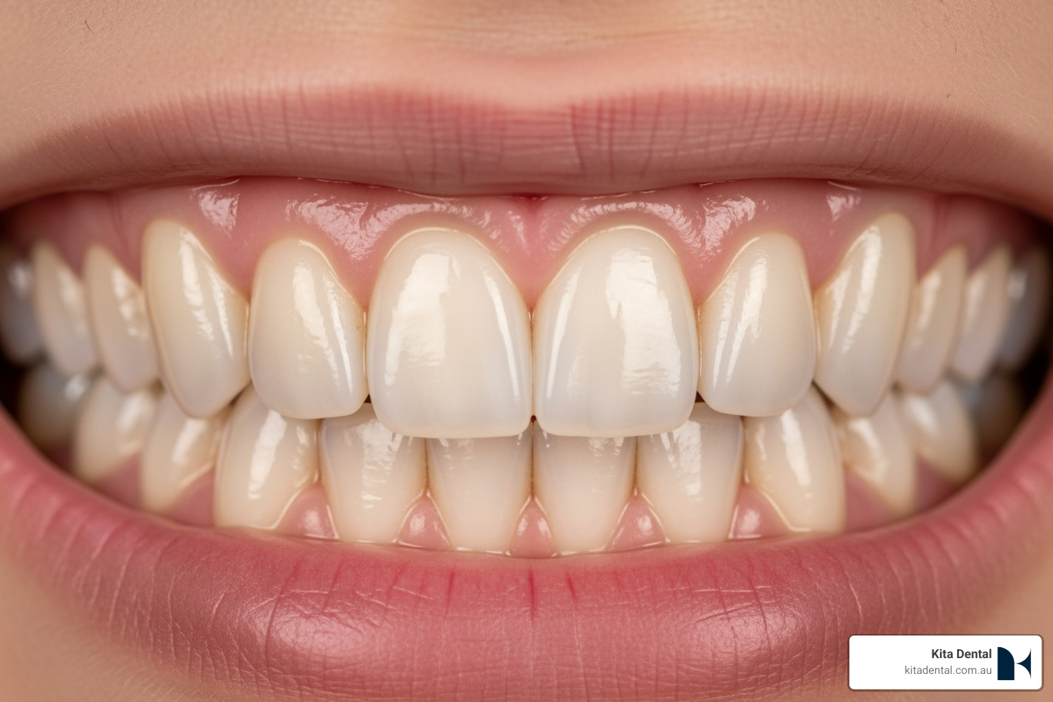 close-up of flawless, natural-looking dental veneers - affordable cosmetic dentist sydney