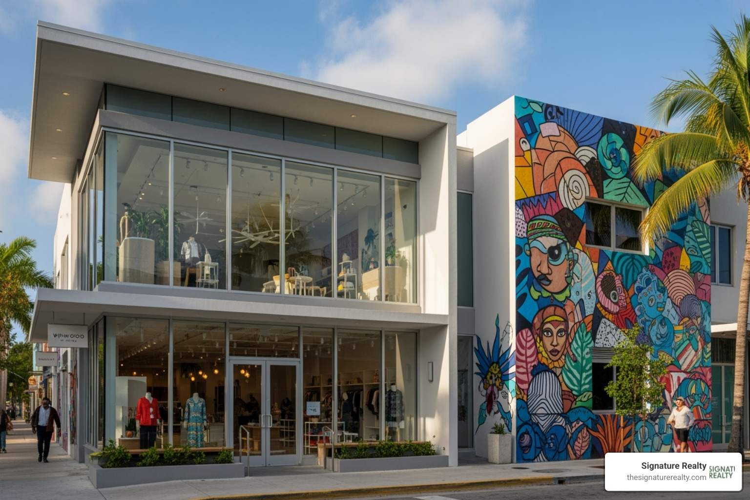 a modern retail storefront in Wynwood - wynwood commercial properties for sale