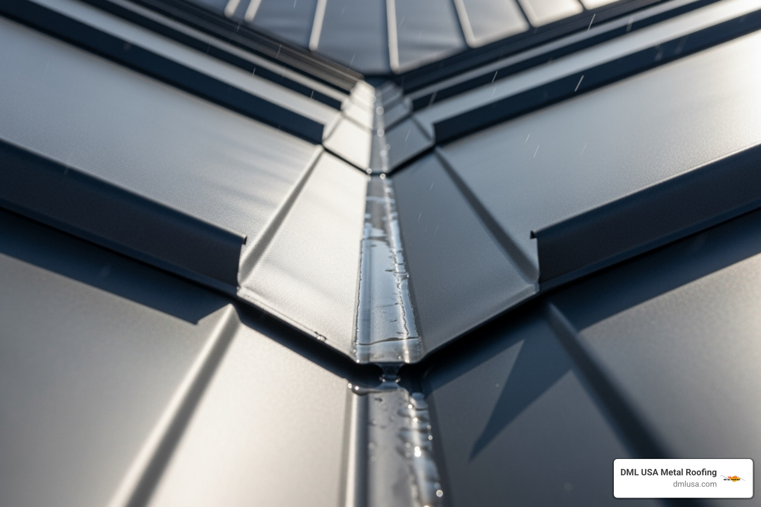 perfectly fabricated standing seam panel in roof valley - how to cut standing seam metal roofing