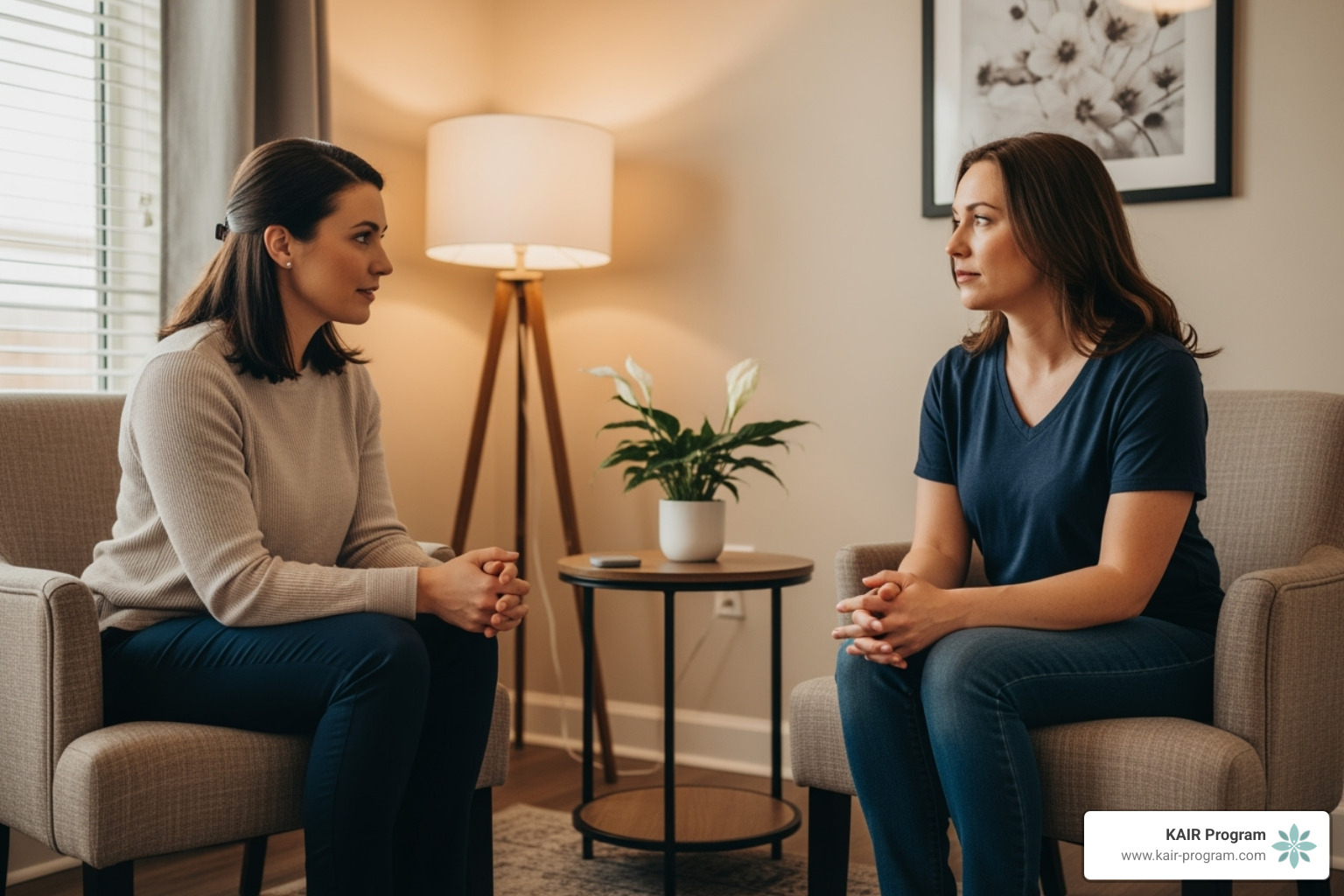 Supportive therapy session post-treatment - ketamine therapy for trauma