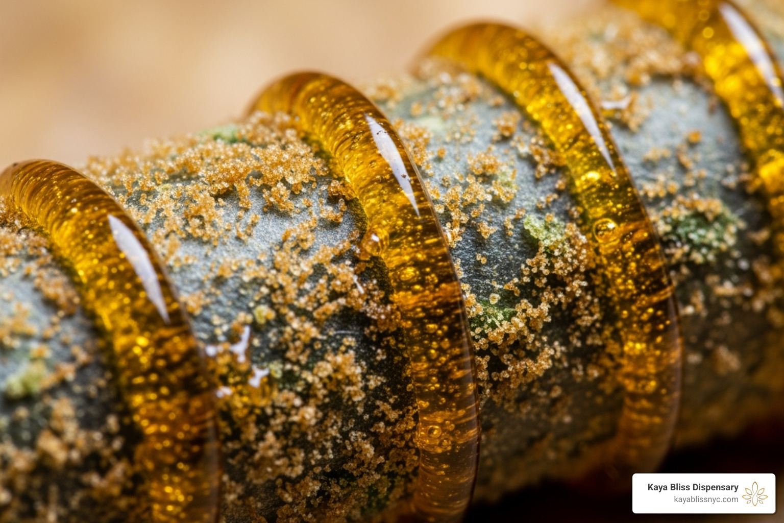 Kief-dusted and rosin-infused pre-roll showing rich texture - Top shelf pre rolls