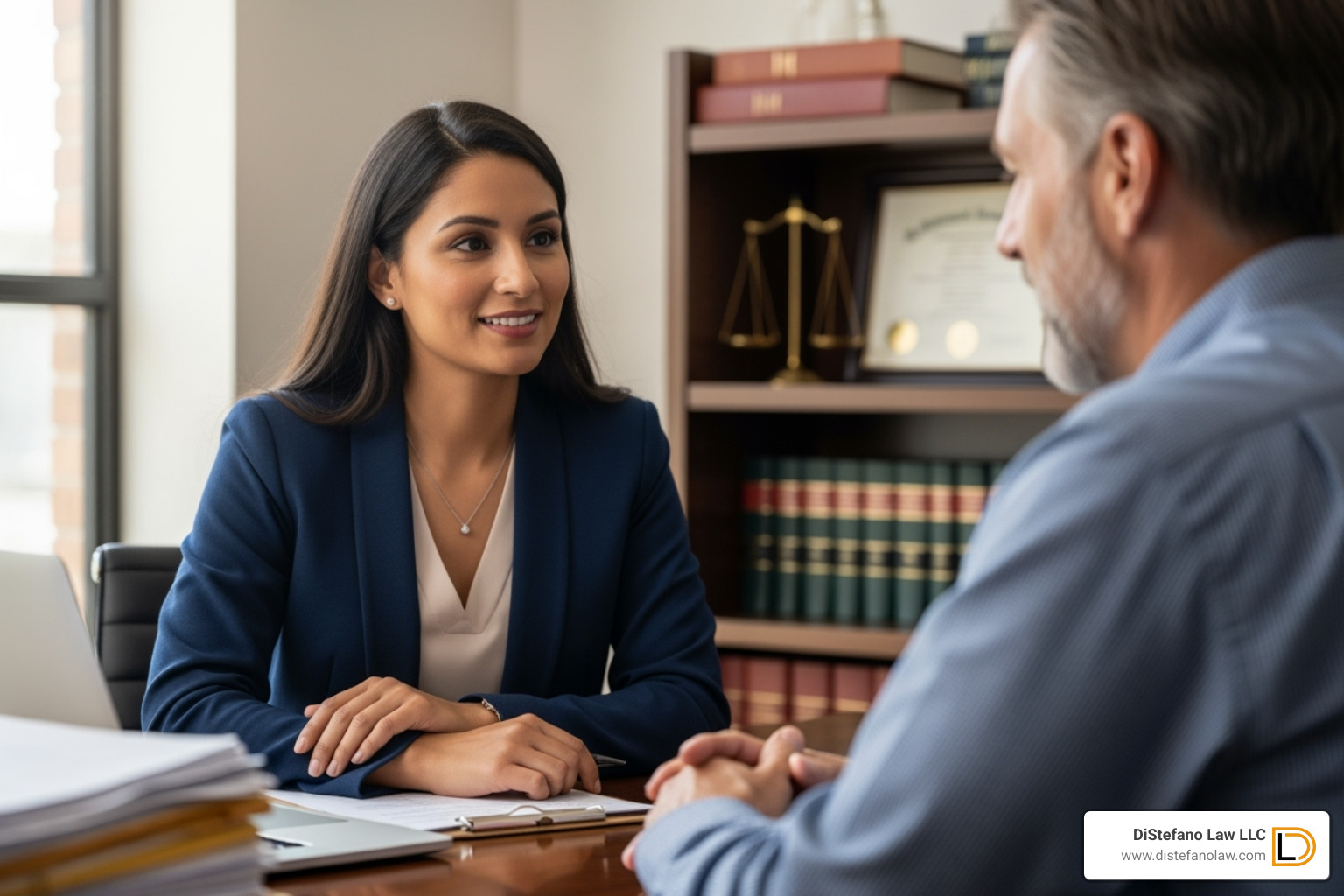compassionate attorney consulting with client - bus accident attorney fort lauderdale