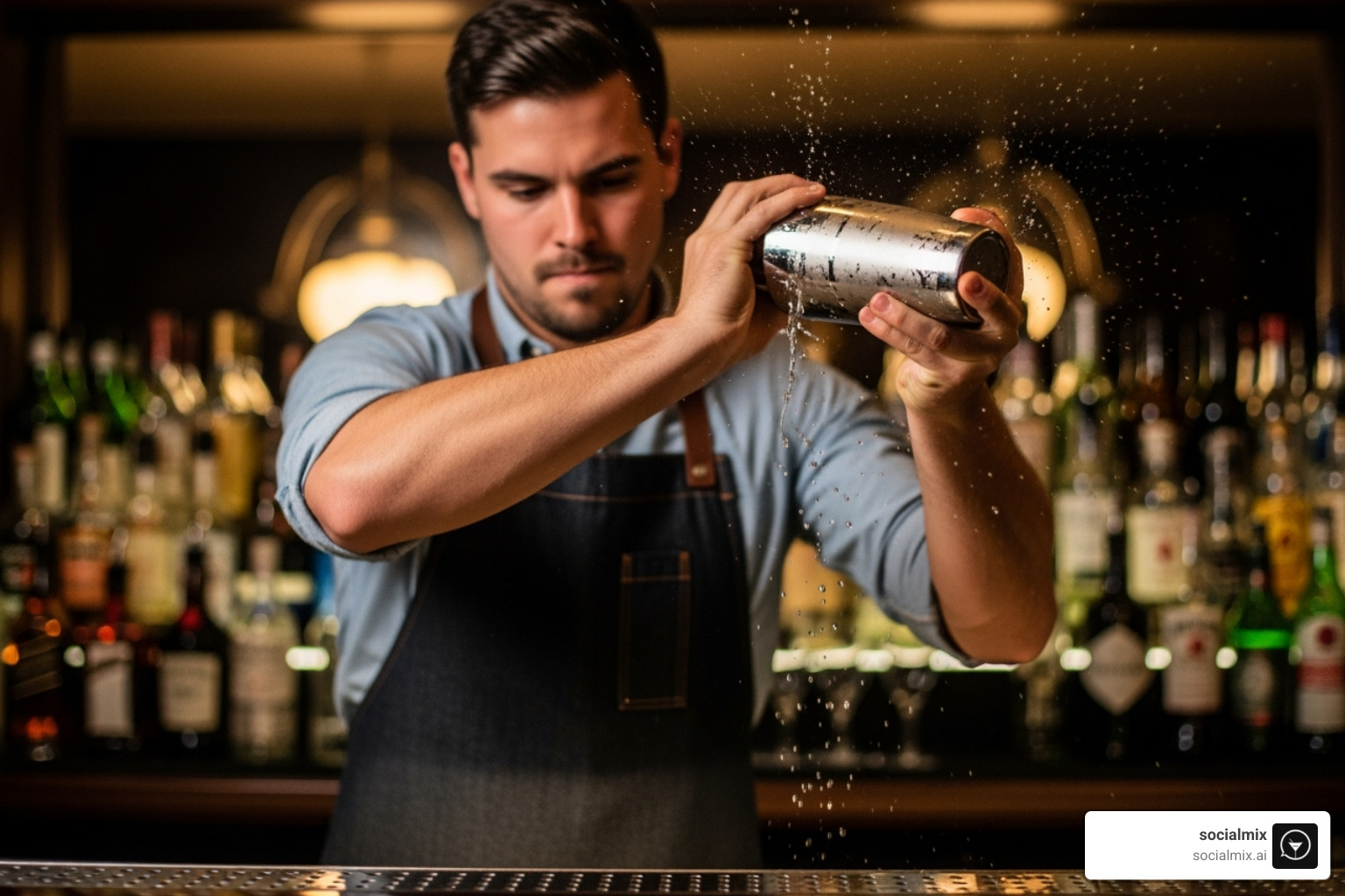 Bartender shaking a cocktail with professional flair - best alcohol shaker