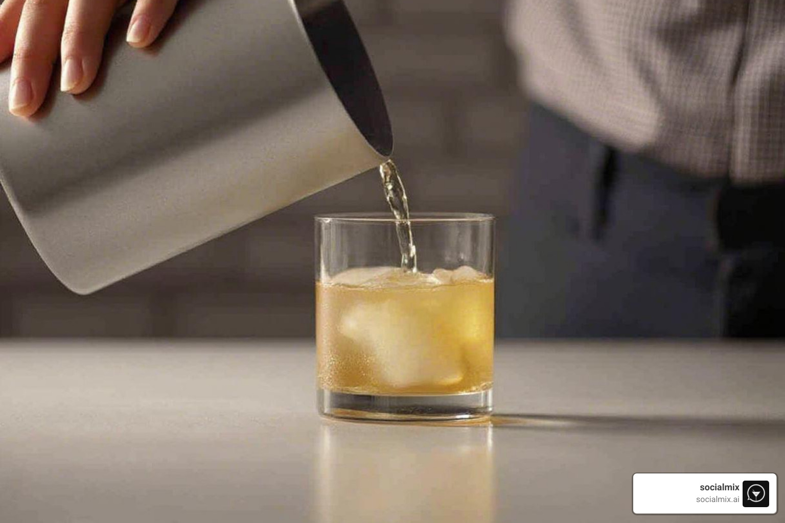 Liftd Craft Hybrid Cocktail Shaker being used to pour a cocktail - best alcohol shaker