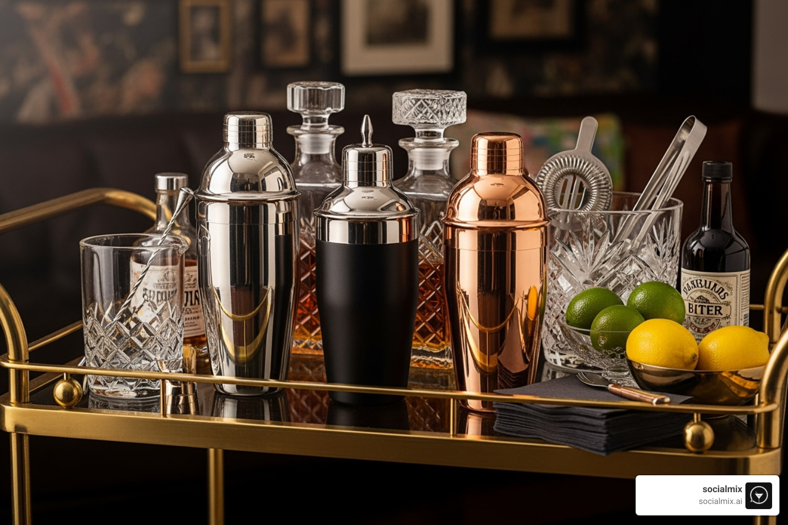 Top-rated cocktail shakers on a stylish bar cart - best alcohol shaker