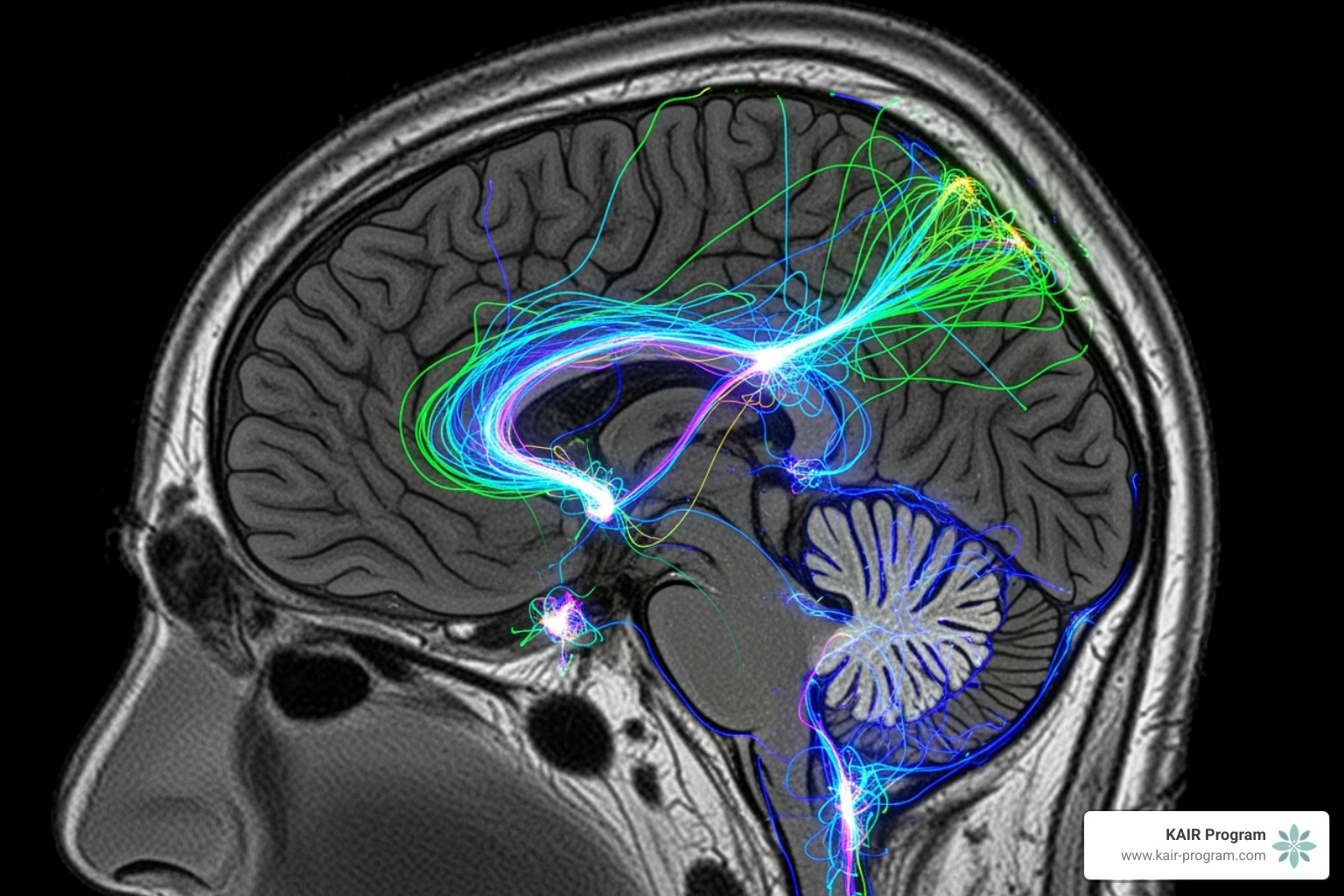 Image of a brain scan showing increased connectivity - ketamine for trauma therapy